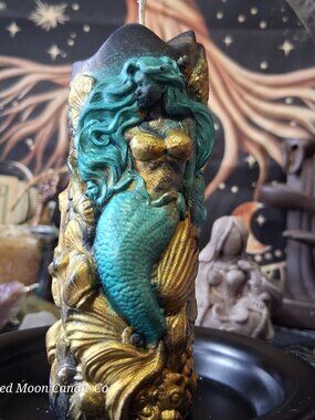 Enchanted Emerald Mermaid Pillar Candle